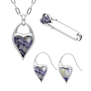 Sterling Silver Blue John Heart Carrier Three Piece set