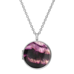 Sterling Silver Blue John Large Round Locket, P3551C.