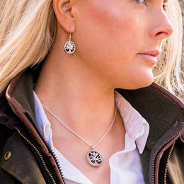 Sterling Silver Blue John Large Round Tree of Life Necklace, P3418