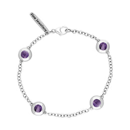 Sterling Silver Blue John Oval Star Detail Four Stone Bracelet, B796.