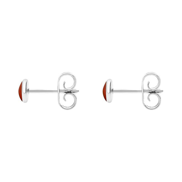 Sterling Silver Carnelian 4mm Classic Small Round Stud Earrings, E001
