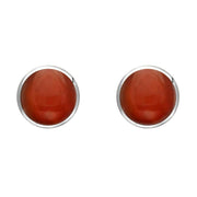 Sterling Silver Carnelian 6mm Classic Medium Round Stud Earrings, E003