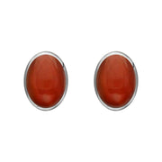 Sterling Silver Carnelian 7 x 5mm Classic Small Oval Stud Earrings, E005