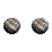 Sterling Silver Dark Mother of Pearl 8mm Classic Large Round Stud Earrings, e004