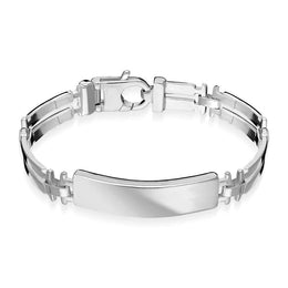 Sterling Silver Double Bar Link Identity Bracelet, 0007BR223.
