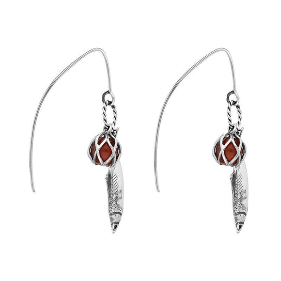 Sterling Silver Emma Stothard Silver Darling Amber Float Charm Hook Earrings, E2582_2