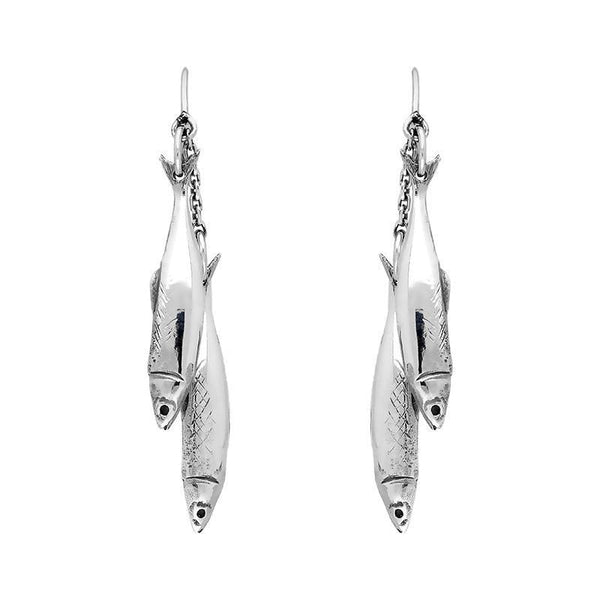Sterling Silver Emma Stothard Silver Darling Double Drop Hook Earrings, E2581.