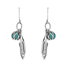 Sterling Silver Emma Stothard Silver Darling Turquoise Float Charm Hook Earrings, E2582.