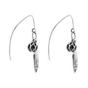 Sterling Silver Emma Stothard Silver Darling Whitby Jet Float Charm Hook Earrings, E2582_2