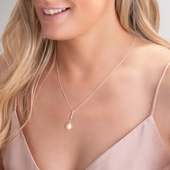 Sterling Silver White Pearl Pod Top Drop Pendant