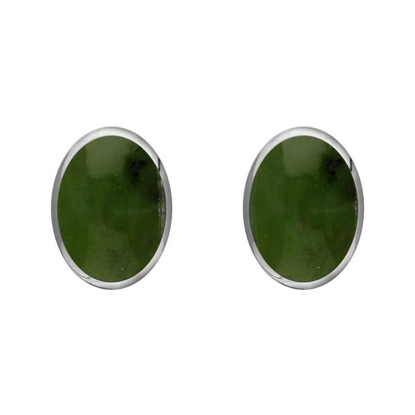 Sterling Silver Jade 8 x 6mm Classic Medium Oval Stud Earrings, E006