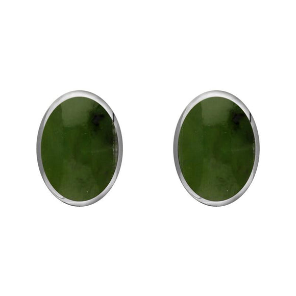 Sterling Silver Jade 8 x 6mm Classic Medium Oval Stud Earrings, E006
