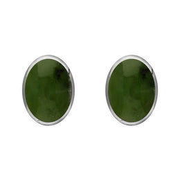Sterling Silver Jade 8 x 6mm Classic Medium Oval Stud Earrings, E006