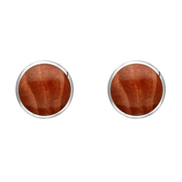 Sterling Silver Jasper 6mm Classic Medium Round Stud Earrings, E003