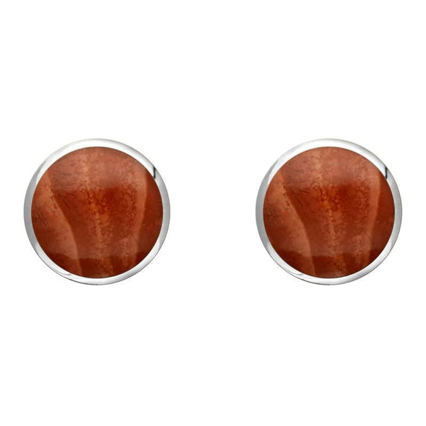 Sterling Silver Jasper 8mm Classic Large Round Stud Earrings, e004