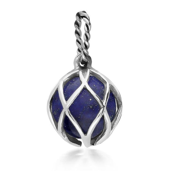 Sterling Silver Lapis Lazuli Emma Stothard Silver Darling 10mm Float Charm, G971.