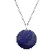 Sterling Silver Lapis Lazuli Large Round Locket, P3551C.