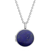 Sterling Silver Lapis Lazuli Small Round Locket, P3549C.