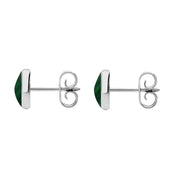 Sterling Silver Malachite 6mm Classic Medium Round Stud Earrings, E003