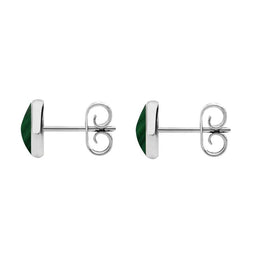 Sterling Silver Malachite 6mm Classic Medium Round Stud Earrings, E003
