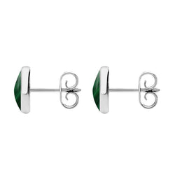 Sterling Silver Malachite 8mm Classic Large Round Stud Earrings, E004