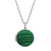 Sterling Silver Malachite Small Round Locket, P3549C.