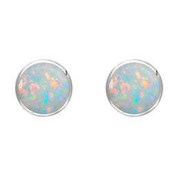 Sterling Silver Opal 6mm Classic Medium Round Stud Earrings, E003