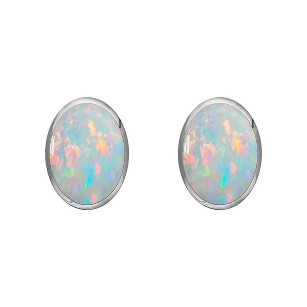 Sterling Silver Opal 7 x 5mm Classic Small Oval Stud Earrings, E005