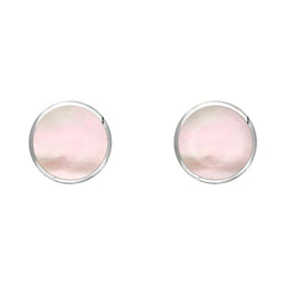Sterling Silver Pink Mother of Pearl 4mm Classic Small Round Stud Earrings, E001