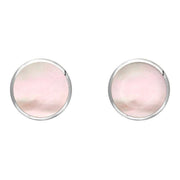 Sterling Silver Pink Mother of Pearl 8mm Classic Large Round Stud Earrings, e004