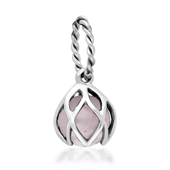 Sterling Silver Rose Quartz Emma Stothard Silver Darling 6mm Float Charm, G969.