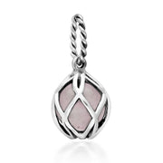 Sterling Silver Rose Quartz Emma Stothard Silver Darling 8mm Float Charm, G970.