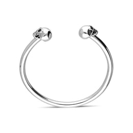 Sterling Silver Skull Medium Torc Bangle. B849M.