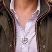 Sterling Silver Swarovski Crystal House Style Bee in Beehive Heart Necklace. P2924C.