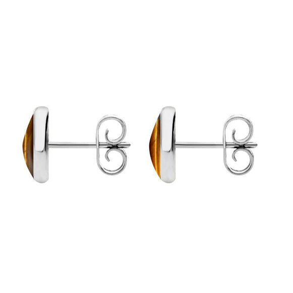 Sterling Silver Tigers Eye 8mm Classic Large Round Stud Earrings, e004