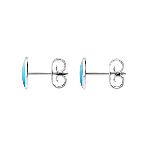 Sterling Silver Turquoise Classic Small Oval Stud Earrings, E005