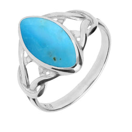 Sterling Silver Turquoise Marquise Celtic Ring. R463. 