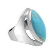 Sterling Silver Turquoise Medium Oval Ring. R012.