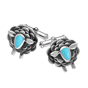 Sterling Silver Turquoise Sheep Cufflinks, CL547.