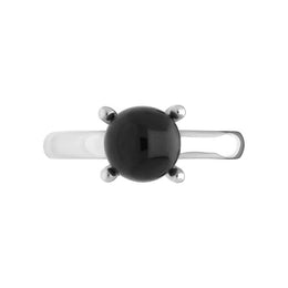 Sterling Silver Whitby Jet 8mm Round Bead Ring, R663_2
