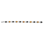 Sterling Silver Whitby Jet Amber Celtic Twelve Stone Pear Bracelet, B599_2