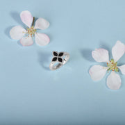 Sterling Silver Whitby Jet Bloom Flower Ball Edge Ring R1276