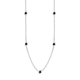 Sterling Silver Whitby Jet Cross Link Disc Chain Necklace, N748.