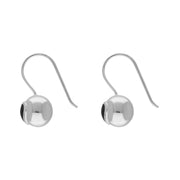 Sterling Silver Whitby Jet Eclipse Heart Sphere Hook Earrings. E2256_2