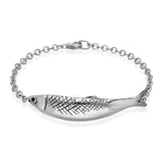 Sterling Silver Whitby Jet Emma Stothard Silver Darling Chain Link Bracelet, B1202.