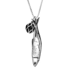 Sterling Silver Whitby Jet Emma Stothard Silver Darling Whitby Jet Float Charm Necklace, P3595.