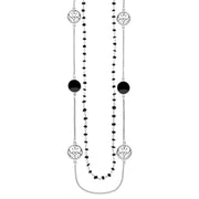 Sterling Silver Whitby Jet Flore Filigree Row Necklace, N1130