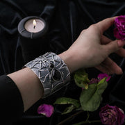 Sterling Silver Whitby Jet Gothic Spider Cuff Bangle. B1201 2_3