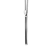 Sterling Silver Whitby Jet Long Slim Oblong Necklace. P1472.