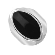 Sterling Silver Whitby Jet Medium Oval Ring